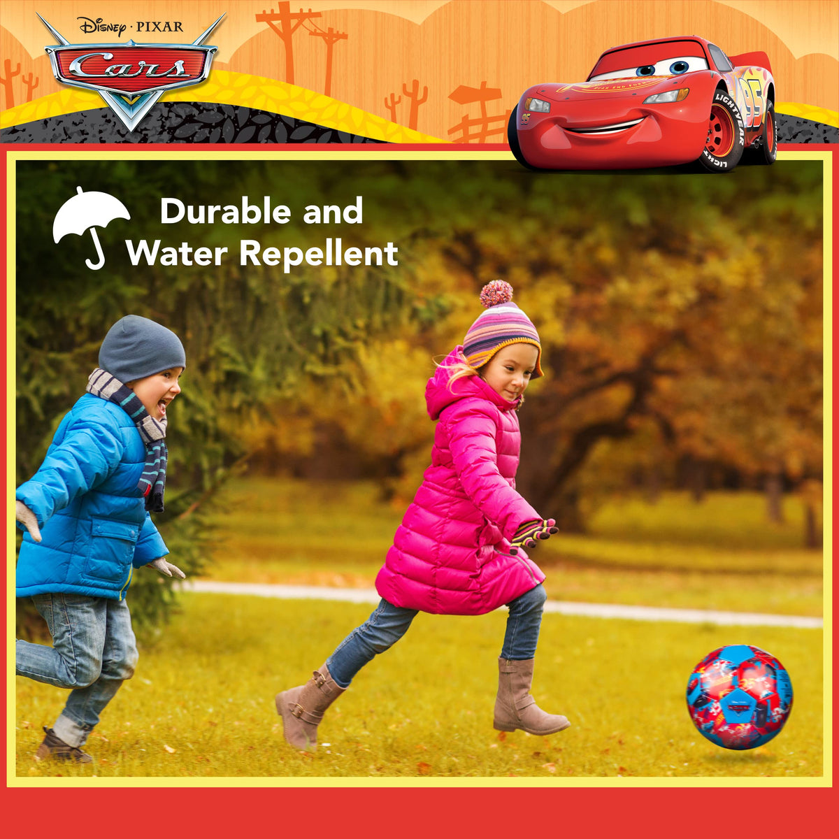 Disney Pixar Cars Soccer Ball, Repeat Print Youth Kids Mini Soccer Ball, Multi, Size 3