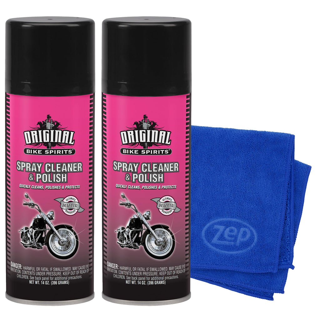 Bike Spirits Spray Cleaner & Polish 14 oz (2 Pack) + Microfiber Rag