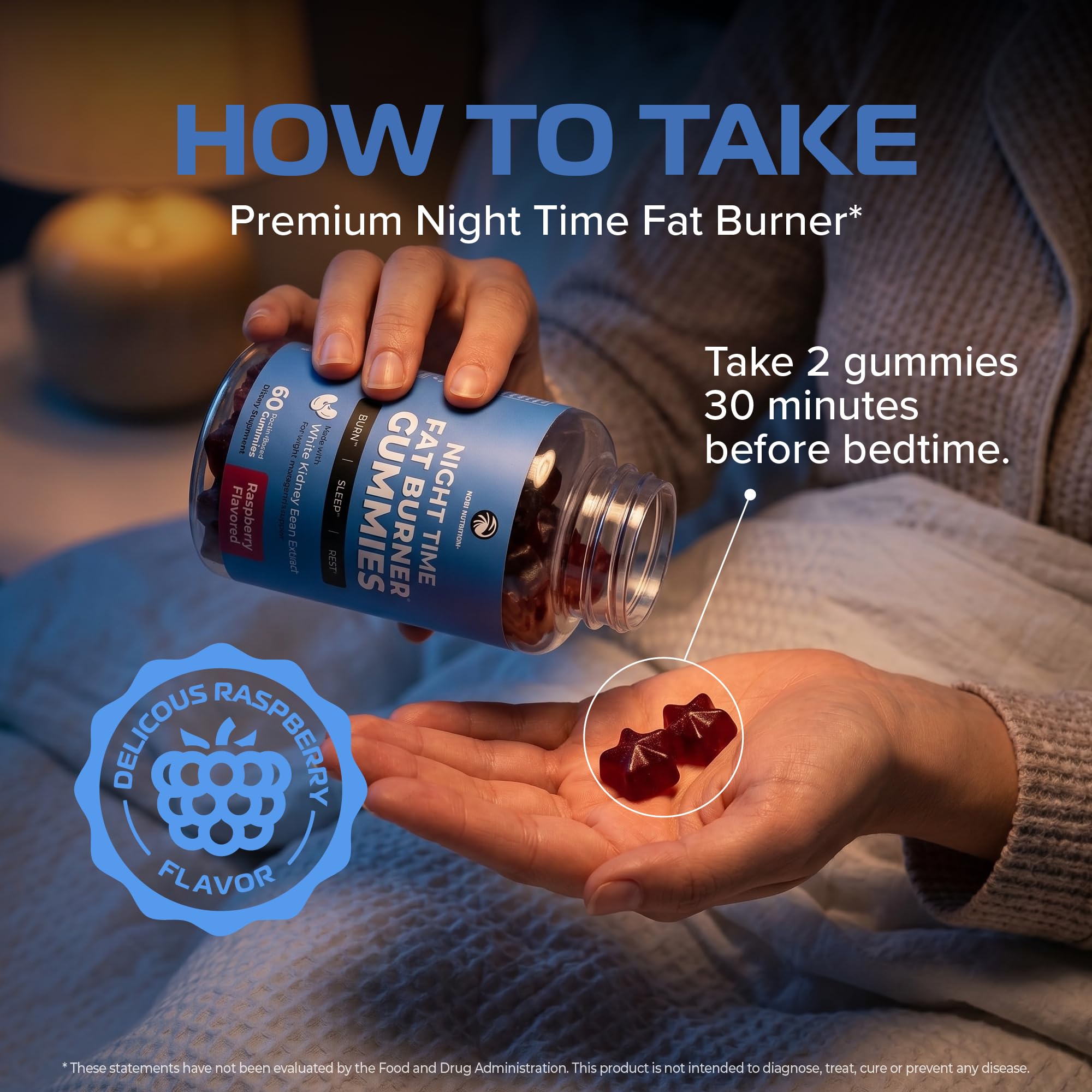 Night Time Fat Burner Gummies, Sleep Support and Weight Loss Supplement | Slimming Hunger Suppressant & Metabolism Booster, Shred Belly Fat While You Sleep, 60 Nighttime Diet Gummies for Women & Men