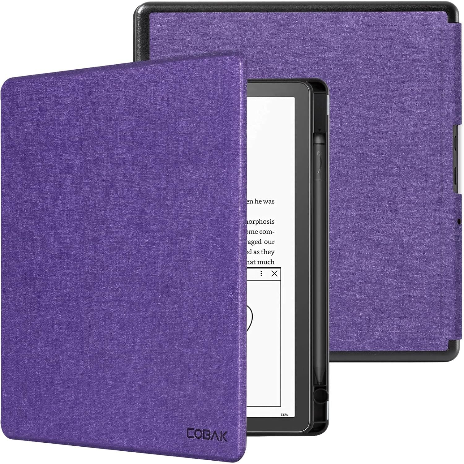 Buy now CoBak Case for Kindle Scribe - All New PU Leather Cover with Auto Sleep Wake Feature for Kindle Scribe 10.2" 2022 & 2024 Released with Pen Holder Purple at indiglob india