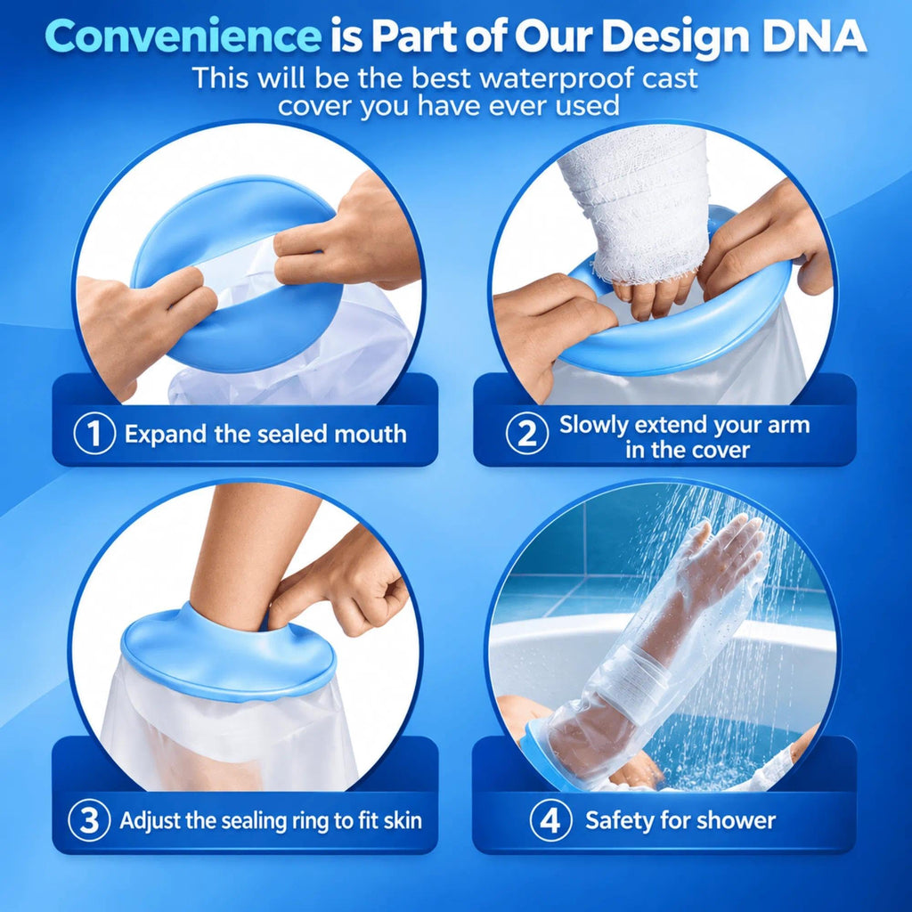 UpGoing Ringless Waterproof Cast Covers for Shower Arm Adult - Long Full Silicone Cast Protector for Swimming, Reusable Medical Grade Arm Cast Cover to Keep Wounds Dry for Arm, Hand, Wrist & Elbow