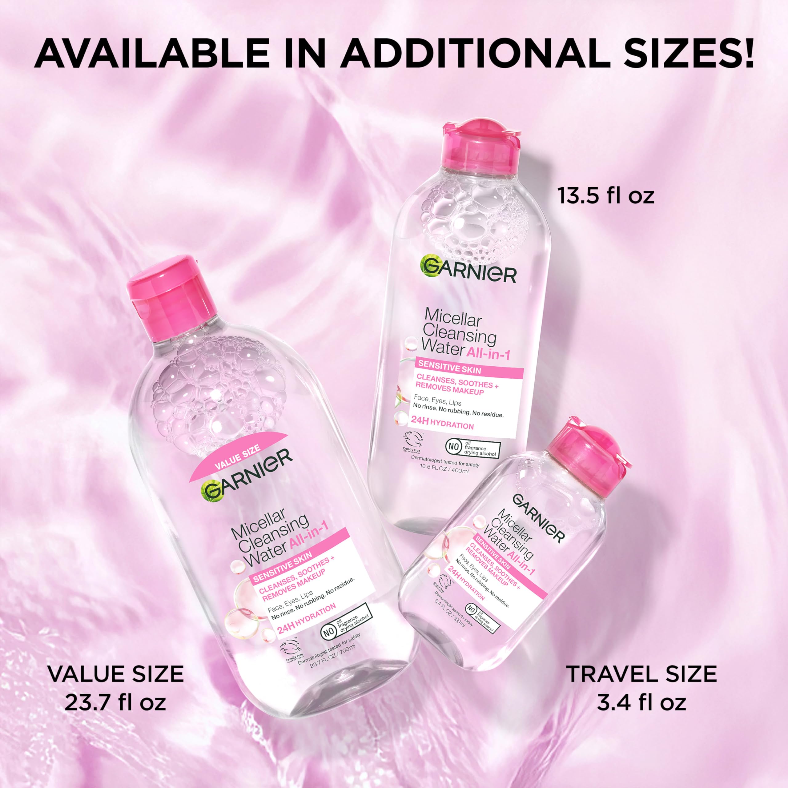 Garnier Micellar Water, Hydrating Facial Cleanser & Makeup Remover, Suitable for Sensitive Skin, Vegan, Cruelty Free, 13.5 Fl Oz (400mL), 1 Count
