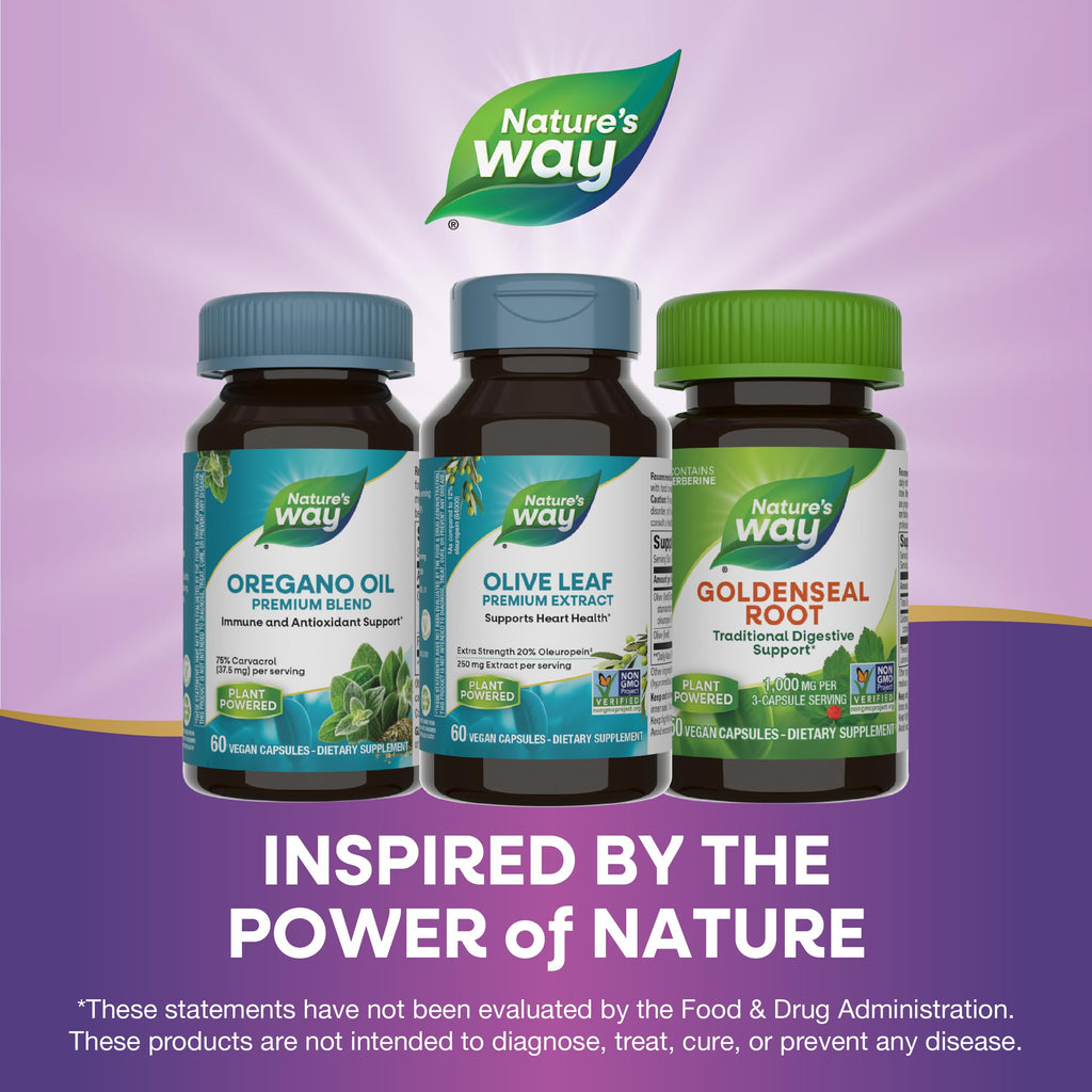 Buy now Nature's Way Olive Leaf, Premium Extract, Supports Heart Health*, 20% Oleuropein, 250 mg per serving, Non-GMO Project Verified, 60 Vegan Capsules (Packaging May Vary) at indiglob india