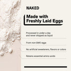 Naked 3LB Non-GMO Egg White Protein Supplement Powder, Unflavored, No Additives, Paleo, Dairy Free, Gluten Free, Soy Free – 25g Protein, 44 Servings, 3 pounds