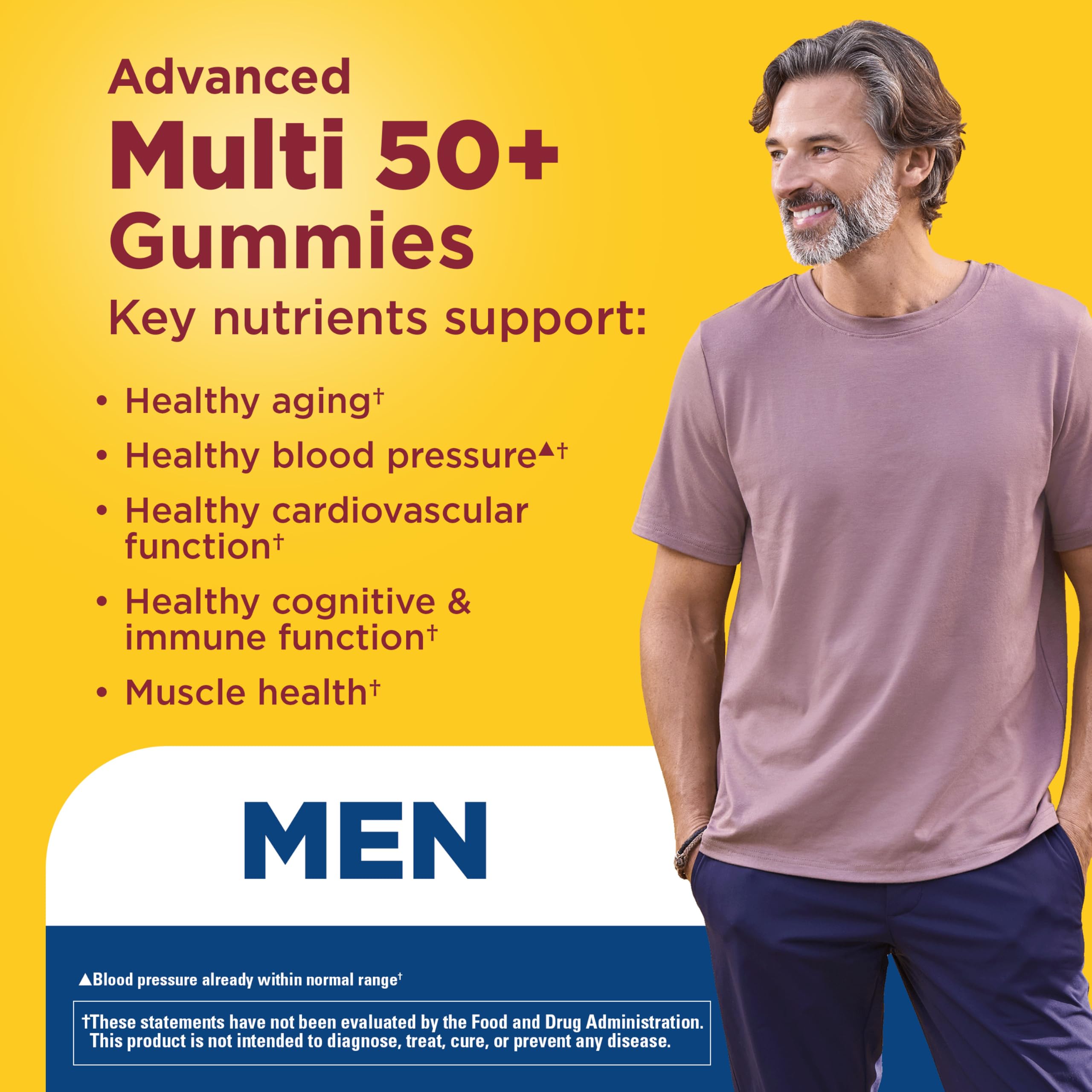 Nature Made Advanced Multivitamin Gummies 50+ for Men, 84 Multi Vitamins | Mens Multivitamins Gummies with Magnesium Citrate, Vitamin D3, Zinc, All 8 B Vitamins, 28 Day Supply