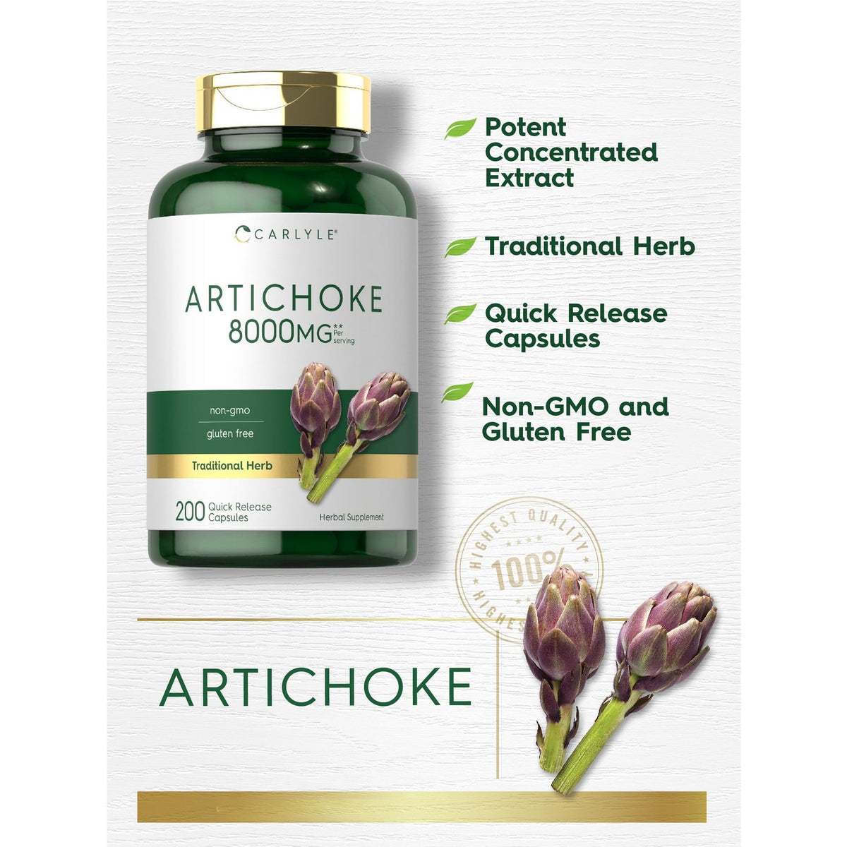 Carlyle Artichoke Extract Capsules | 200 Count