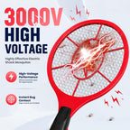 Electric Fly Swatter 2 Pack - 3000V Electric Grid Bug Zapper Racket with Safety Mesh, Handheld Mosquito & Fly Killer for Indoor & Outdoor Use, AA Batteries Required (Not Included)