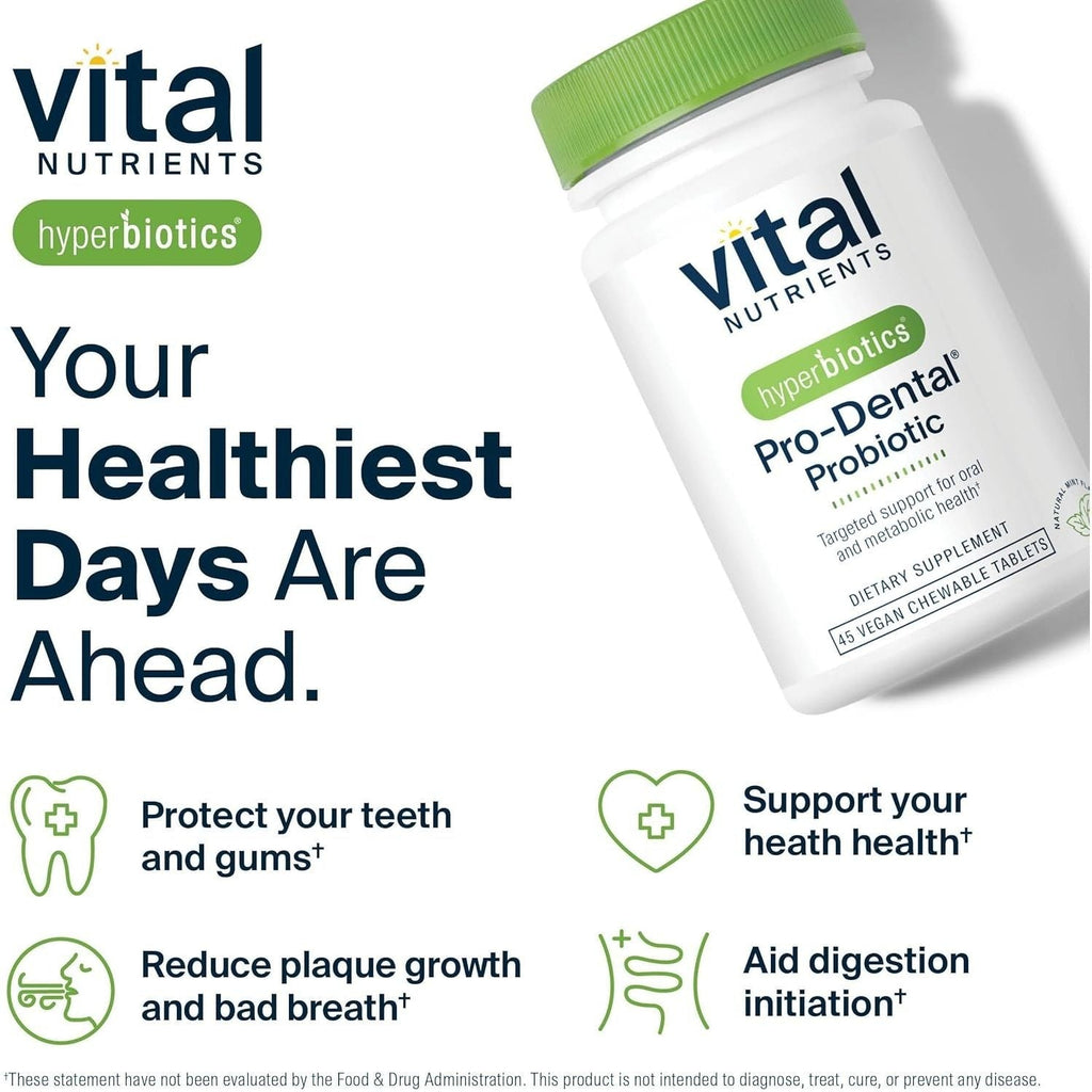 Buy now Hyperbiotics Vital Nutrients Pro Dental Probiotic | Clinically Studied BLIS K12 and M18 | Oral Probiotics for Bad Breath Treatment for Adults | Oral Health for Teeth and Gums | 45 Mint Tablets at indiglob india