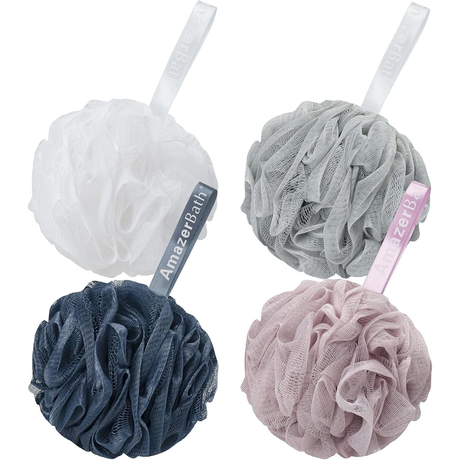 Buy now AmazerBath Loofah Sponge 60g/Piece, Exfoliating Bath Sponge Body Scrubber - Loofa Set of 4 Flower Color (Green-Purple) Pink-White Large (Pack of 4) at indiglob india