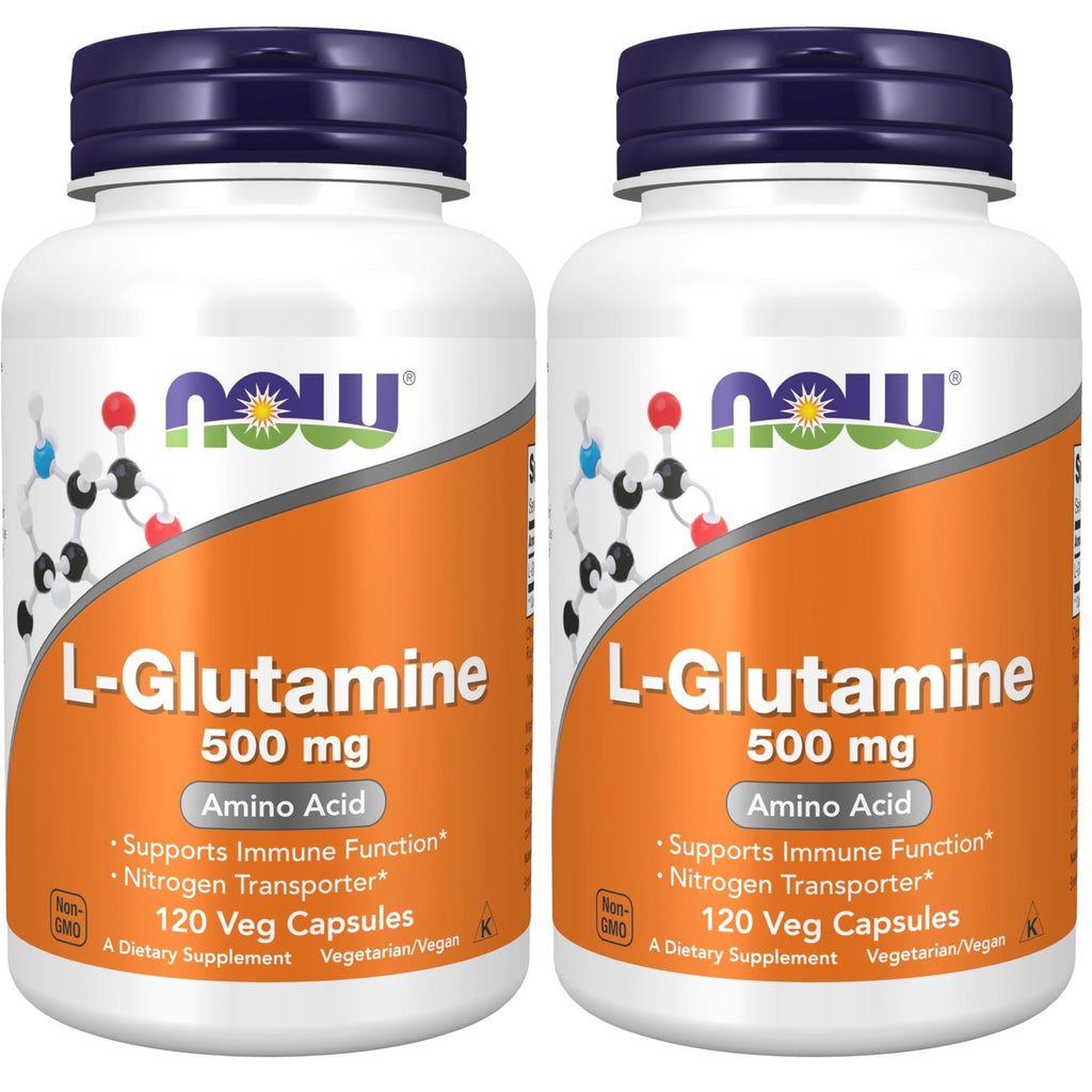 NOW Foods Supplements, L-Glutamine 500 mg, Nitrogen Transporter*, Amino Acid, 120 Veg Capsules