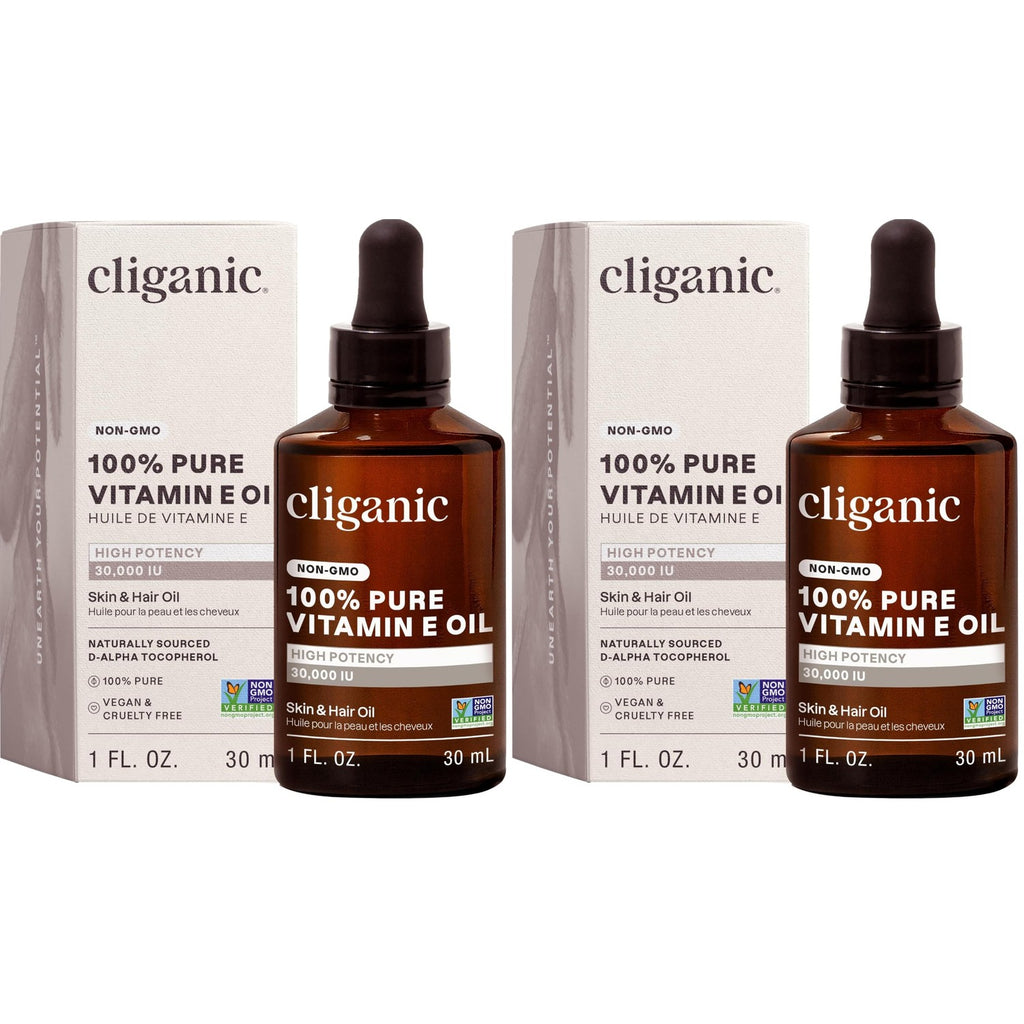 Cliganic Pure Vitamin E Oil for Skin, Scars, Hair & Face - 30,000 IU, Non-GMO Verified | Natural D-Alpha Tocopherol