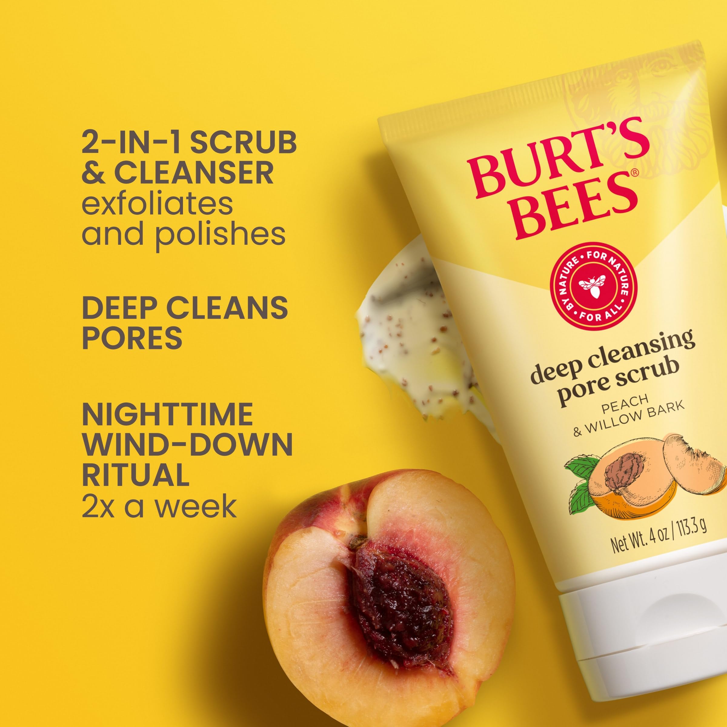 Buy now Burt's Bees Deep Cleansing Pore Scrub with Peach and Willow Bark, 4 Ounces, Pack of 3 at indiglob india