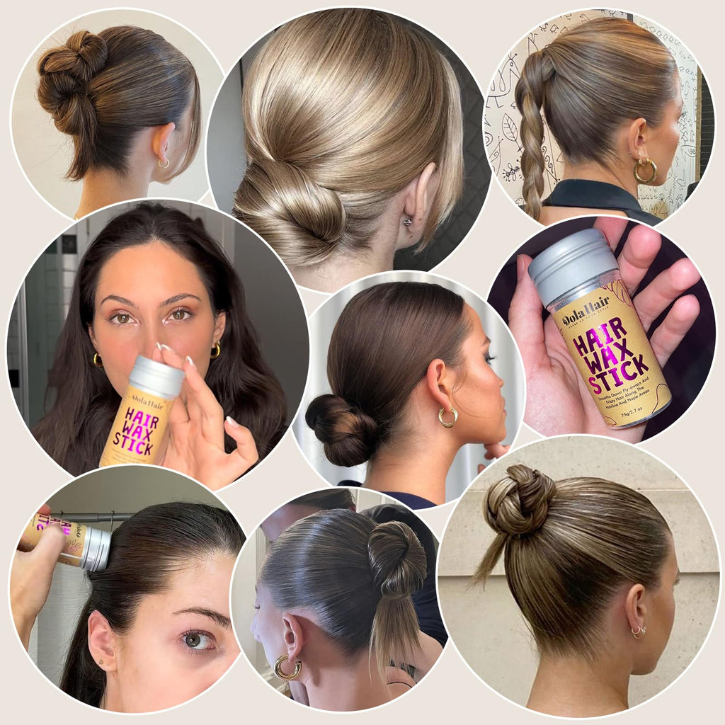 Dolahair Portable Travel Hair Wax Stick - Slick Hair Pomade with Smoothing Brush for Women, Kids & Girls' Hair Styling