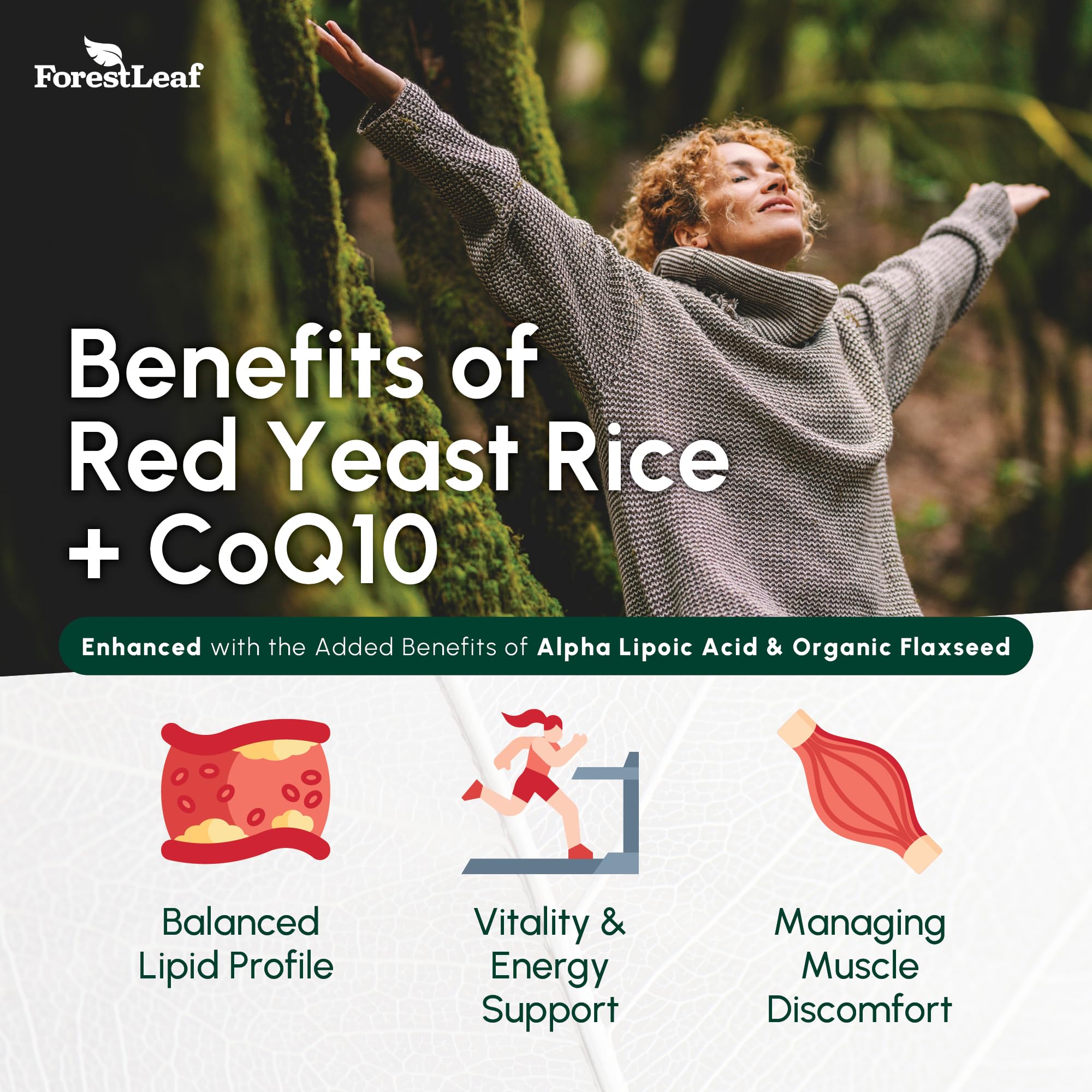 Red Yeast Rice with CoQ10 Supplement - 1215mg Extra Strength Red Yeast Rice Capsules with Alpha Lipoic Acid & Organic Flaxseed, Citrinin Free - 180 Capsules