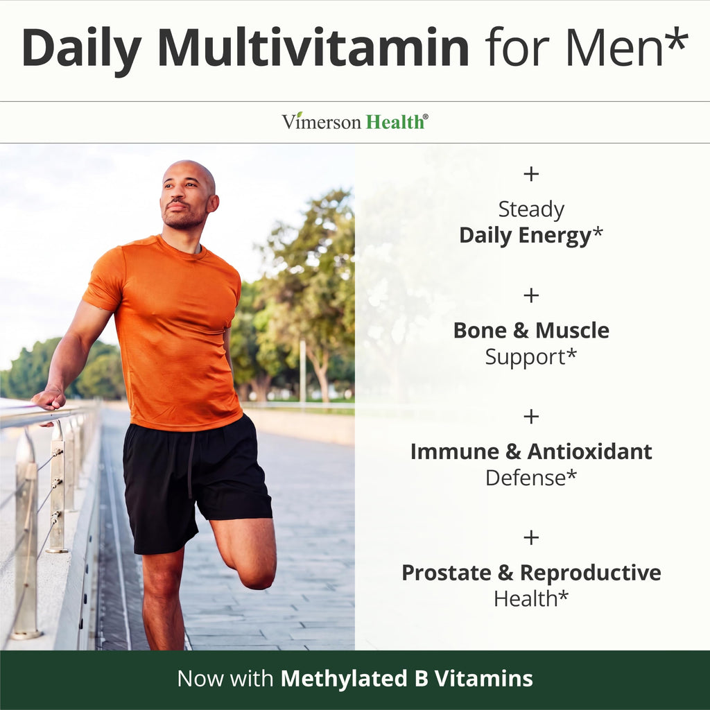 Vimerson Health Multivitamin for Men: Methylated B Vitamins, Chelated Minerals and Bioavailable D3 for Focus and Energy Support – Daily Mens Multivitamins and Multiminerals – 60 Capsules