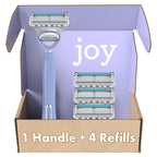 joy Razors for Women, 1 Handle, 4 Razor Blade Refills, Lavender, Lubrastrip to Help Avoid Skin Irritation