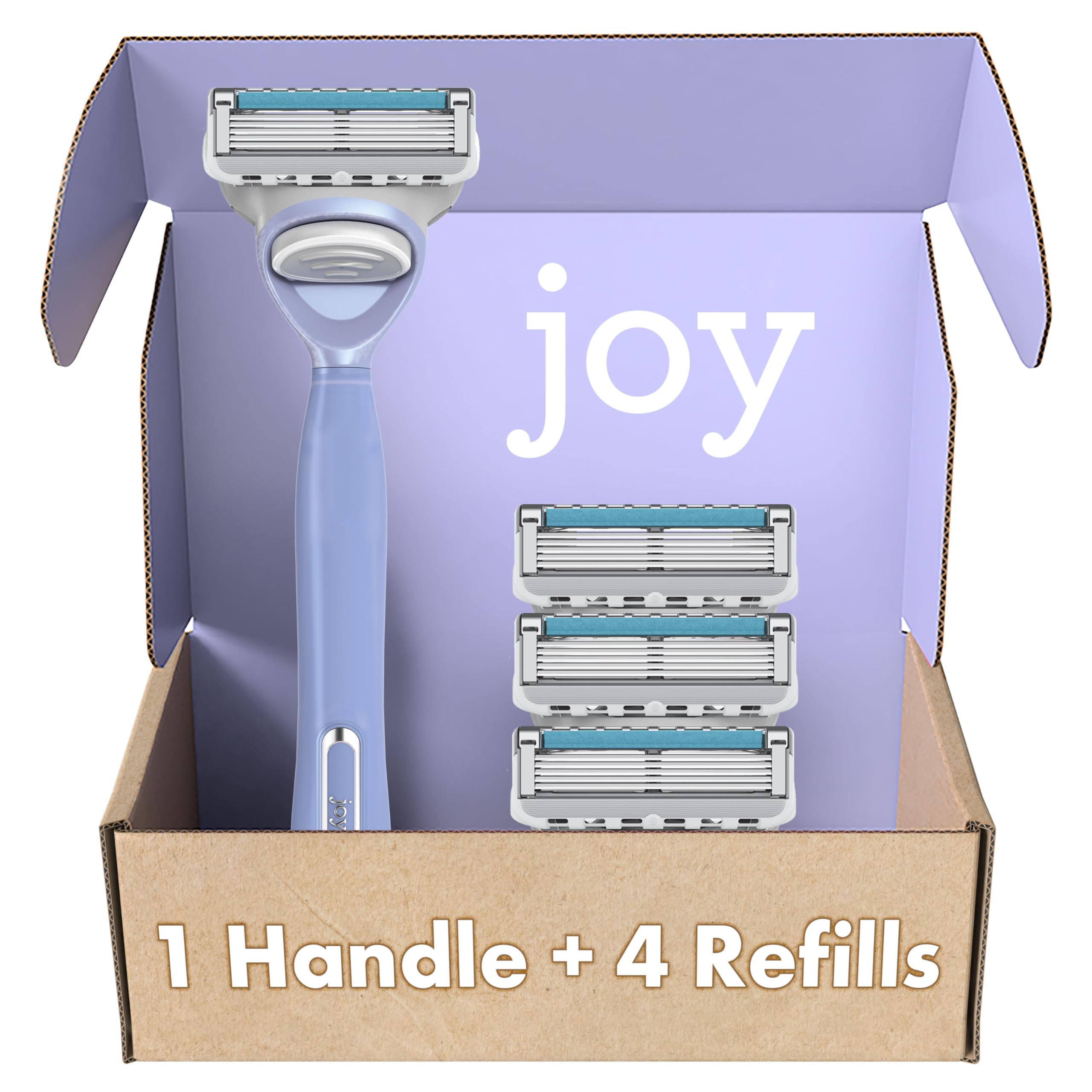 joy Razors for Women, 1 Handle, 4 Razor Blade Refills, Lavender, Lubrastrip to Help Avoid Skin Irritation