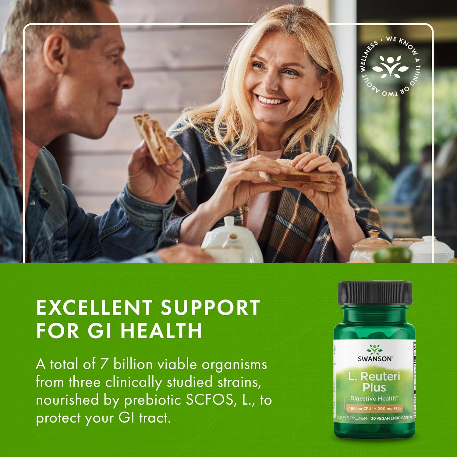 Buy now Swanson L. Reuteri Probiotic Plus w/L. Rhamnosus L. Acidophilus & FOS Prebiotic Digestive Support - Promotes Gut Health w/ 7 Billion CFU per Capsule - (30 Veggie Capsules) at indiglob india