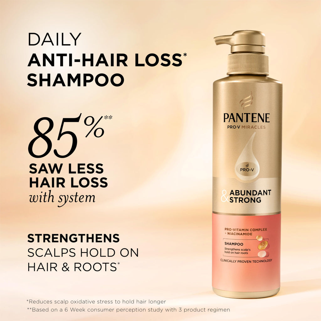 Pantene Abundant & Strong Shampoo, Strengthens Scalp's Hold on Hair Roots, 13.5 oz