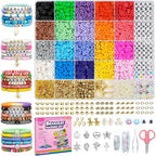 Buy now LZOUOWO 5300 Clay Beads Bracelet Making Aesthetic Kit, Polymer Heishi Preppy Letter Beads for Friendship Bracelet, Pearl Disc Beads Charms for Jewelry Making, DIY Creative Gift for Girls 8-12 Teens 20 Classic Colors at indiglob india