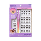 Kiss Impress Falsies Press On Self Adhesive Eyelashes, 12mm-14mm Glam Volume Press On Lashes, Black, No Glue Needed, Invisible Band, 20 Lash Clusters & Non-Stick Applicator - Spiky