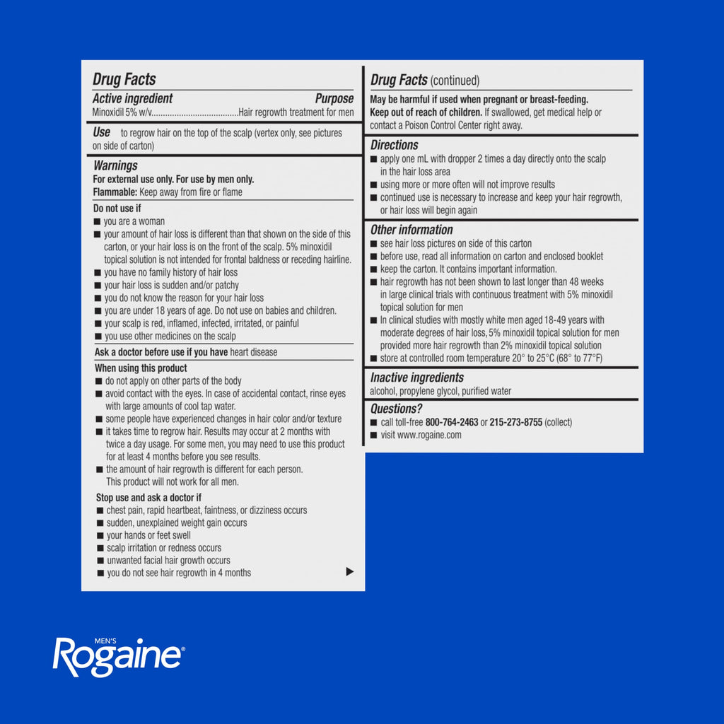 Men's Rogaine Extra Strength 5% Minoxidil Topical Solution, 3 x 2 fl. oz