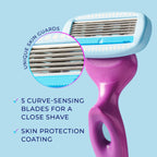 Schick Hydro Silk Moisture Razor Blade Refills, 6 Count | 5-Blade Moisturizing Razors for Women | Womens Moisturizing Razor Refills
