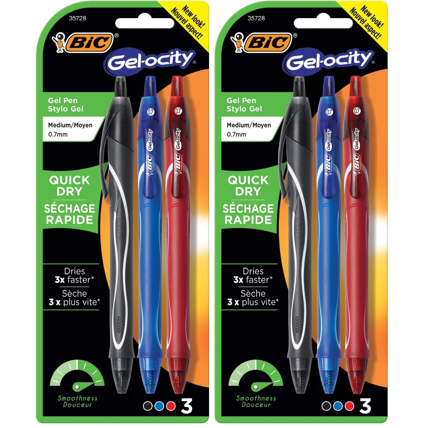 Buy now BIC Gelocity Quick Dry Blue Gel Pens, Medium Point (0.7mm), 12-Count Pack, Retractable Gel Pens With Comfortable Full Grip 3 Count (Pack of 2) Assorted at indiglob india