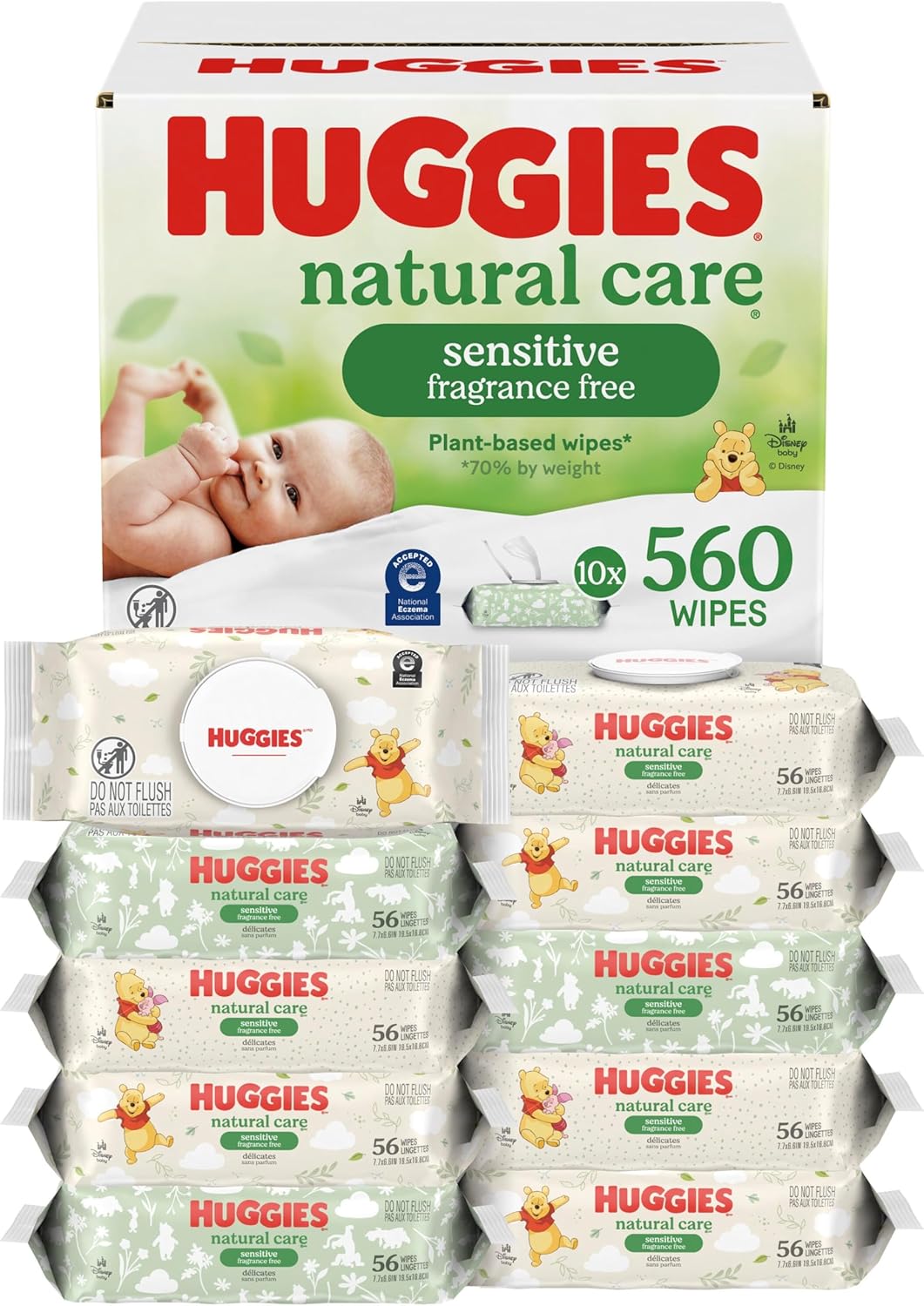 Buy now Baby Wipes, Huggies Natural Care Sensitive Baby Diaper Wipes, Unscented, Hypoallergenic, 1 Flip-Top Packs (56 Wipes Total) at indiglob india