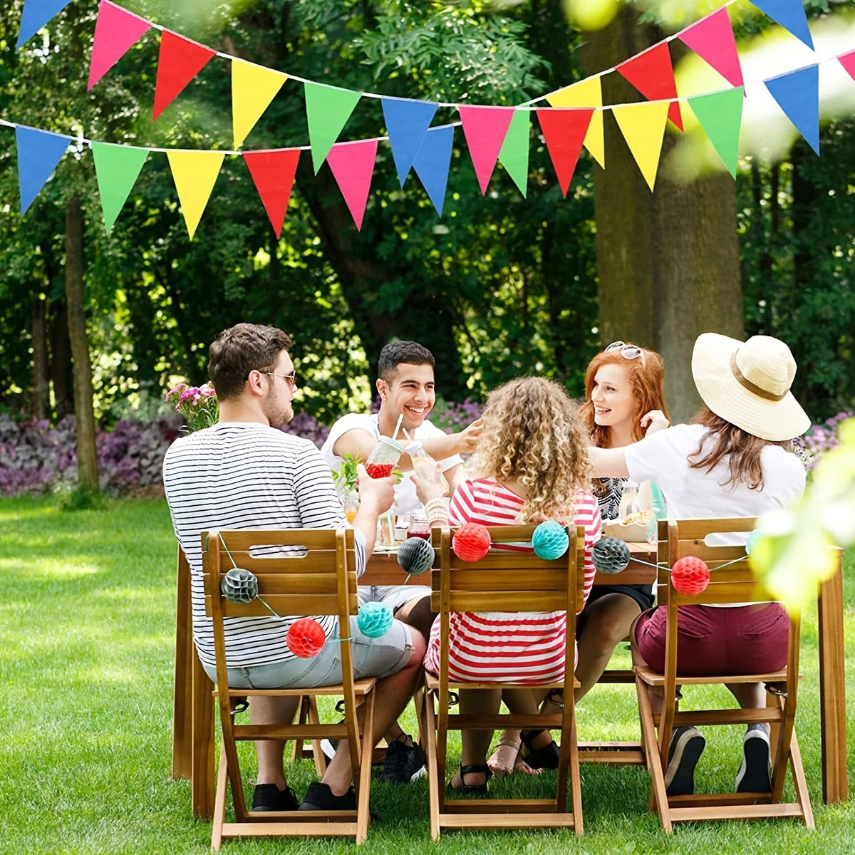 260ft 150pcs Flags Colorful Pennant Banner Flags Multicolor Bunting String Triangle Flags, Garland for Grand Opening Carnival, Theme Birthday Party Decoration, Outdoor Events Classroom Decor