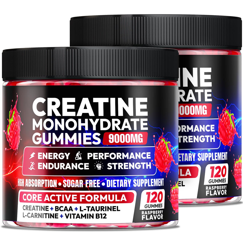Creatine Monohydrate Gummies 5000MG, Creatine Gummy for Men & Women 120Ct | Pre-Workout for Adults, Creatine Gummy with L-Taurine, BCAA 2:1, B12/6 for Muscle Support, Enhance Strength, Energy Boost