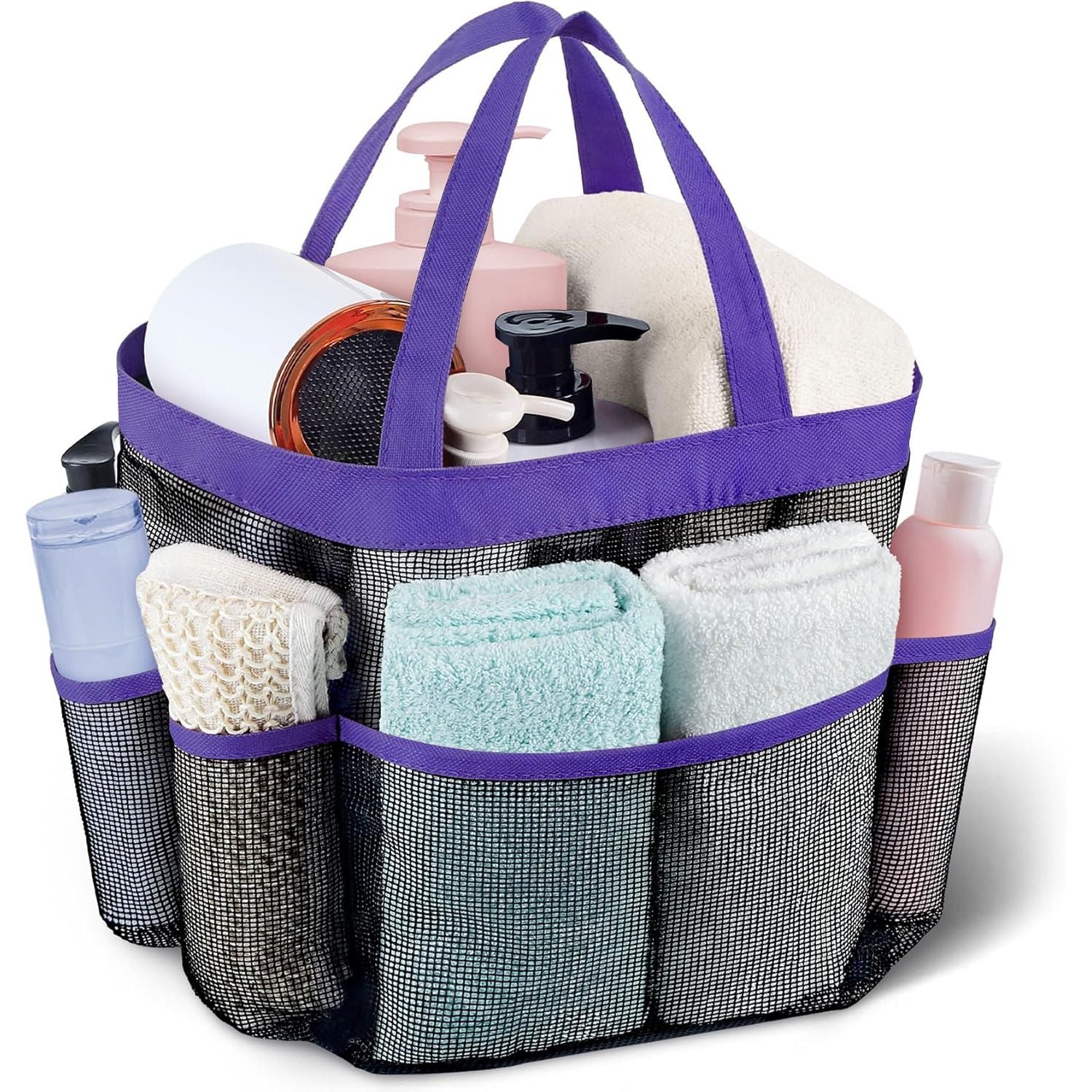 Buy now Attmu Mesh Shower Caddy Portable, Quick Dry Hanging Shower Tote Bag for College Dorm Room Essentials, Large Capacity Shower Caddy Dorm for Bathroom Gym Swimming Purple at indiglob india