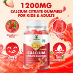Calcium Citrate Gummies 1200mg, Chewable Calcium Supplements for Women & Men, Sugar Free Calcium Gummies for Bone, Muscle & Immune Support, Strawberry Flavor 60 Count