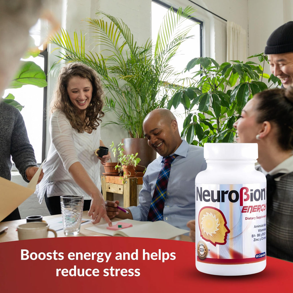 60 Caps Neurobion Energy - Amino Acids Vitamin B1 B2 B6 B12 - Increases Brain Alertness & Stamina | One a day supports normal metabolism and nervous system function; sealed, authentic import