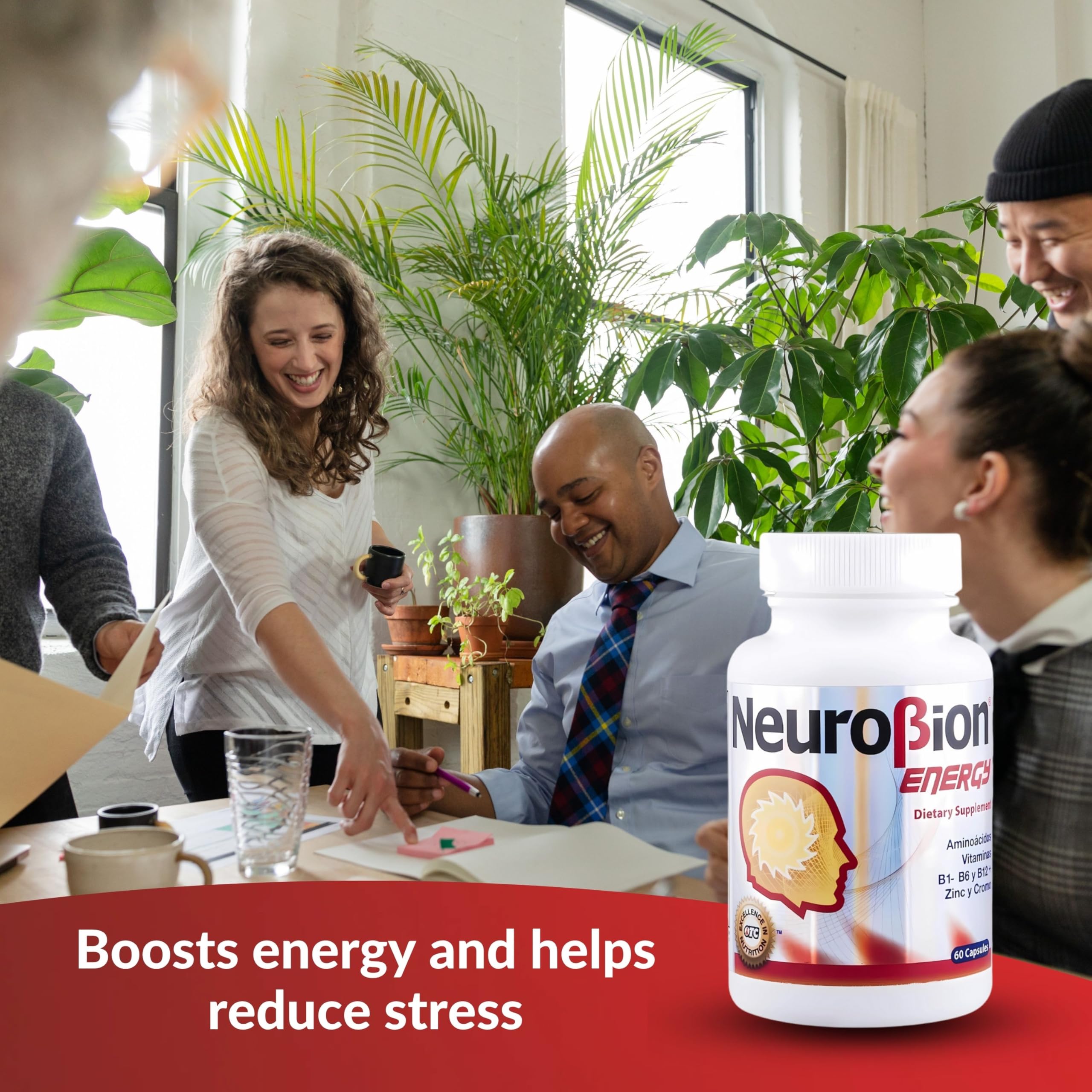 60 Caps Neurobion Energy - Amino Acids Vitamin B1 B2 B6 B12 - Increases Brain Alertness & Stamina | One a day supports normal metabolism and nervous system function; sealed, authentic import