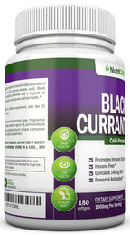 Black Currant Oil - 1000 Mg - 180 Softgels - Cold-Pressed Pure Black Currant Seed Oil - Hexane Free - 140mg GLA Per Serving - Regulates Hormonal Balance - Great For Immune System, Hair and Skin