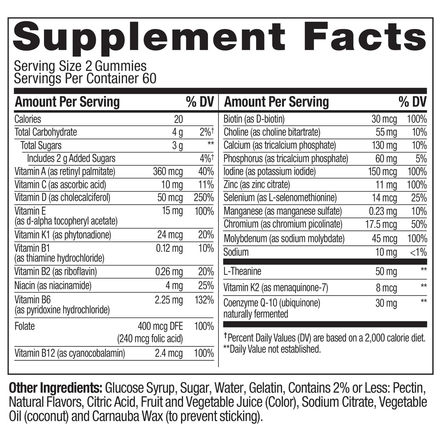 OLLY Women's 40+ Multi Gummies, 20 Key Nutrients Plus Vitamin K2, CoQ10, L-Theanine, Chewable Gummy Supplement, Peach Berry Flavored, 45 Day Supply - 120 Count