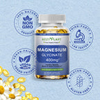 Magnesium Glycinate Softgels, High Absorption Magnesium Glycinate 400mg Supplement for Muscle, Heart, Sleep & Bone Support, Bisglycinate Softgel Capsules Supplement, Vegan, Non-GMO, 2 Month Supply