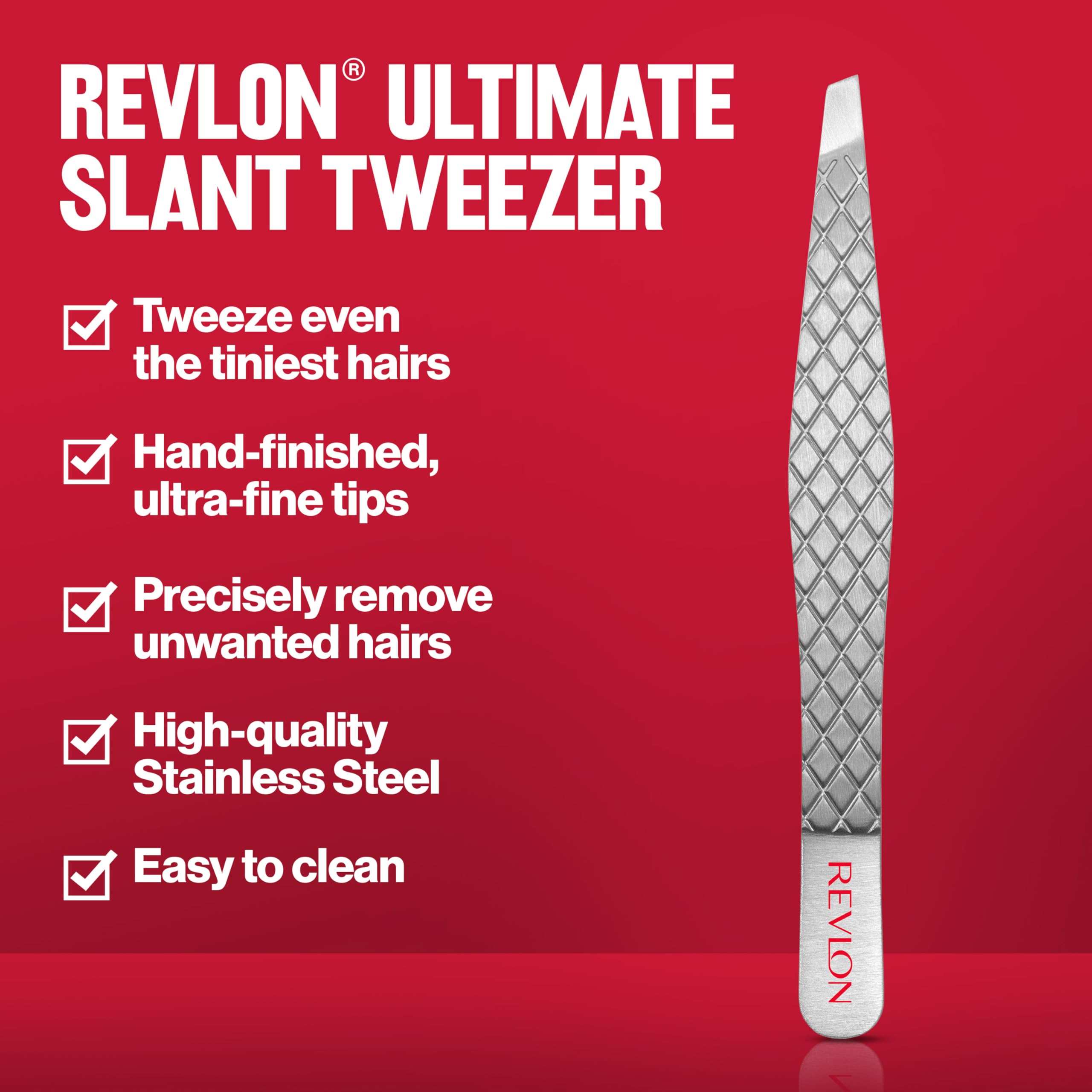 Buy now Revlon Ultimate Slant Tweezer, Hand-Finished Ultra-Fine Tips for Precise Hair Removal, Perfect for Tweezing The Tiniest Hairs, Made With Stainless Steel, 1 count at indiglob india
