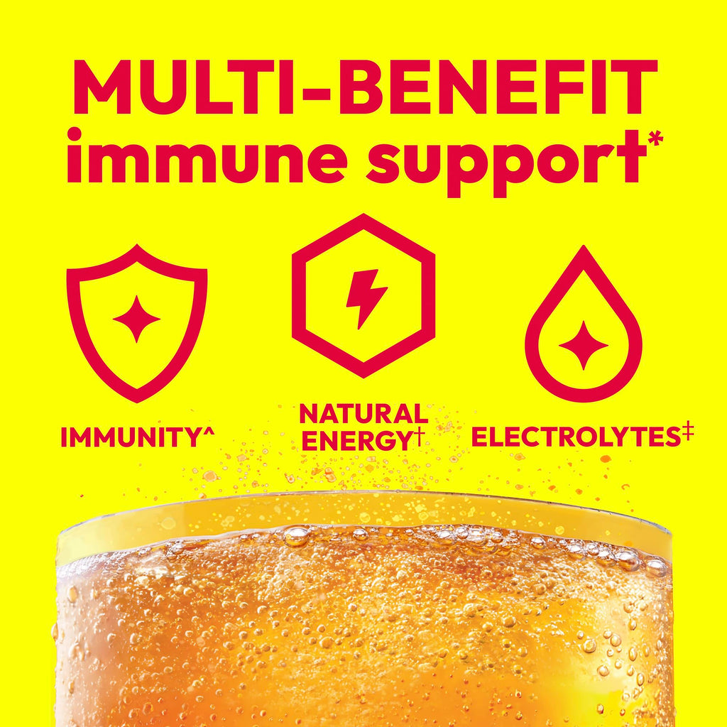 Emergen-C 1000mg Vitamin C Immune Support Powder, Super Orange, 90 ct | B Vitamins for Energy, Zinc and Manganese, Vitamin D, Electrolytes, 3 Month Supply, Natural Flavor
