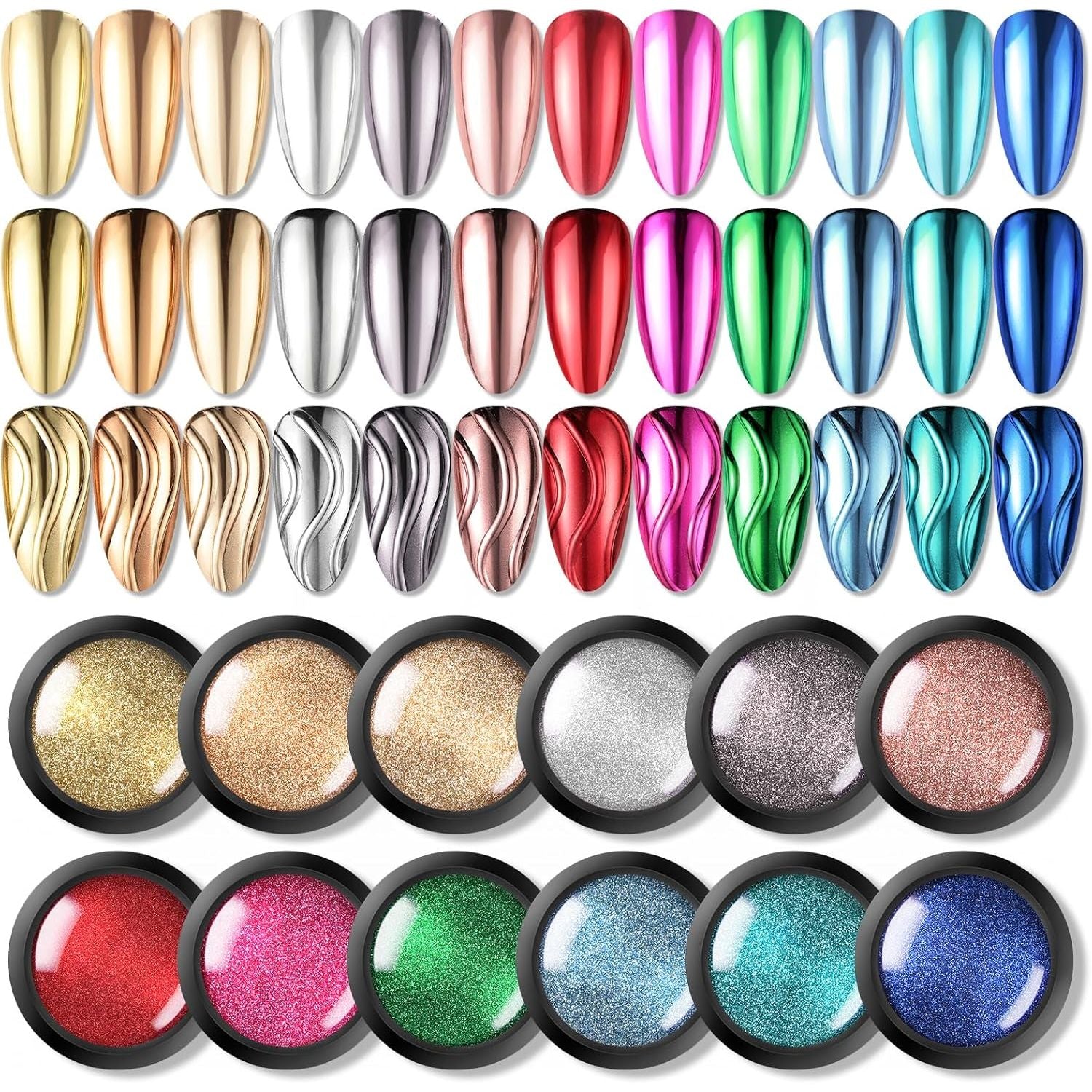 Buy now BORN PRETTY Chrome Powder Metallic Mirror Chameleon Nail Powder Auroras Mermaid Nail Powder Pigment for Nail Art Gel Polish Manicure Nail Art Decorations 9 Jars 12 Boxes Mirror Nail Powder at indiglob india