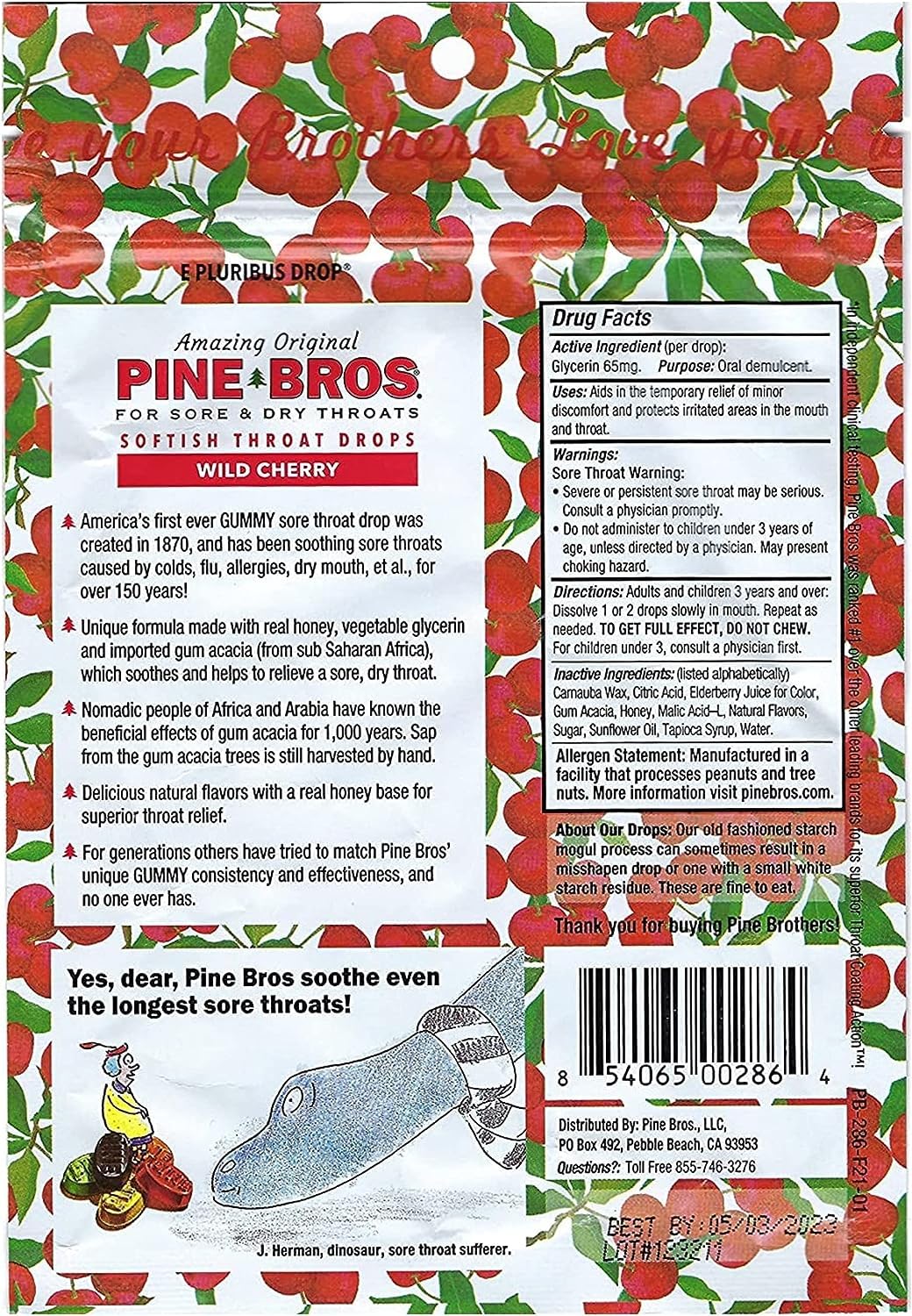 Pine Bros. Softish Throat Drops Value Pack, Wild Cherry 30 ea(pack of 2) by Pine Bros.