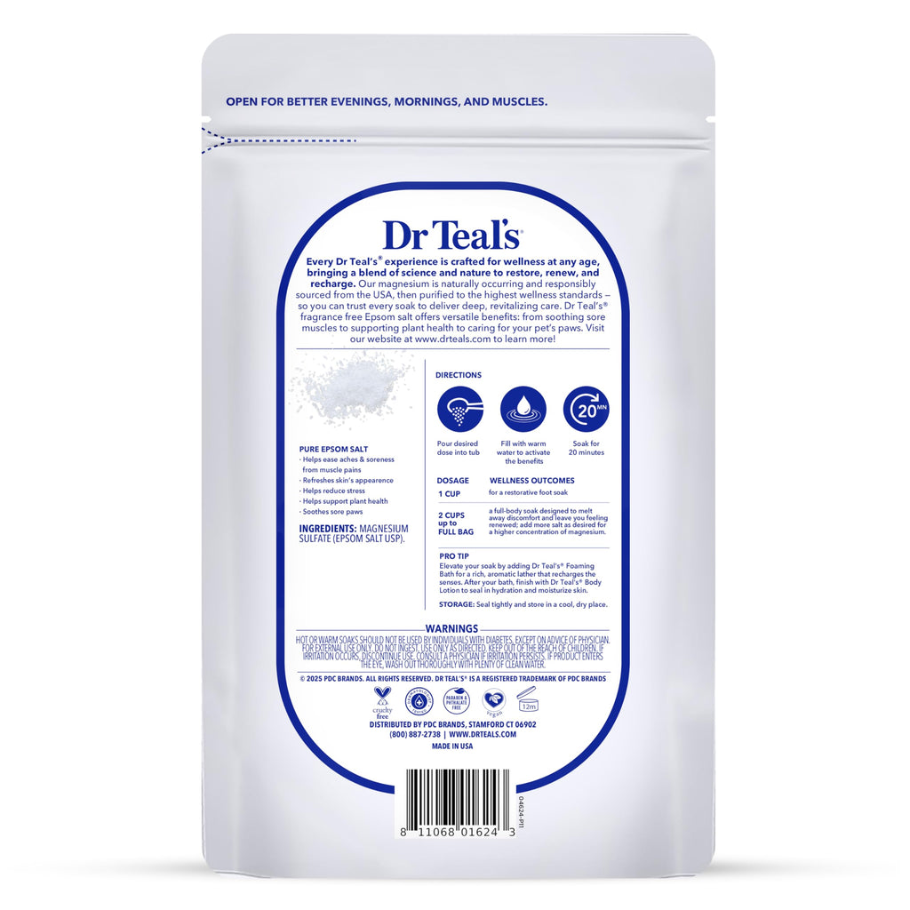 Dr Teal's Epsom Salt Magnesium Soak, Fragrance Free, 4 lbs