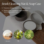 Piccasso Brush Cleaner Soap with Case & Cleaning Mat, Solid Makeup Brush Cleaner and Cleanser for Makeup Brushes, Gentle Deep Cleaning Brush Soap for Sponges, Puffs & Makeup Applicators, Made in Korea