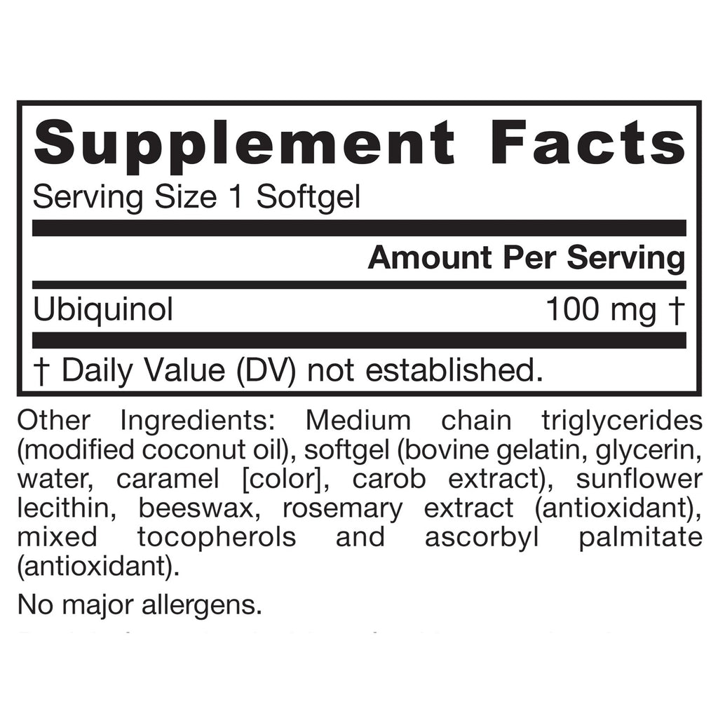 Jarrow QH-Absorb Ubiquinol 100mg CoQ10, Heart Health, 60 Softgels | High Absorption, Supports Mitochondrial Energy Production & Healthy Cardiovascular Function, Dietary Supplement