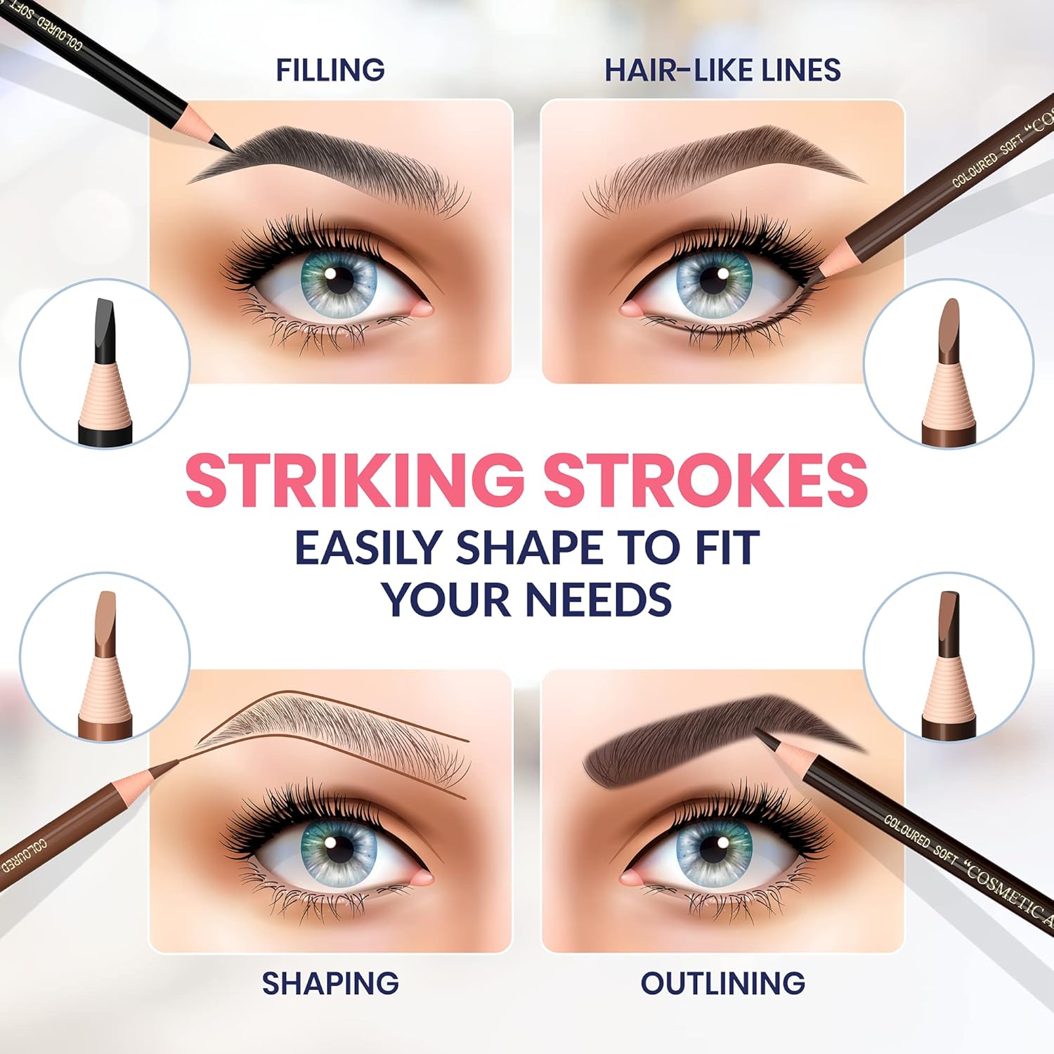 Buy now Stylia Waterproof Eyebrow Pencils For Women â€“ Long-Lasting Microblading Supplies Brow Pencil, Perfect for Eyebrow Shaper, Filling & Defining Natural-Looking Brow - (12PC Black) at indiglob india