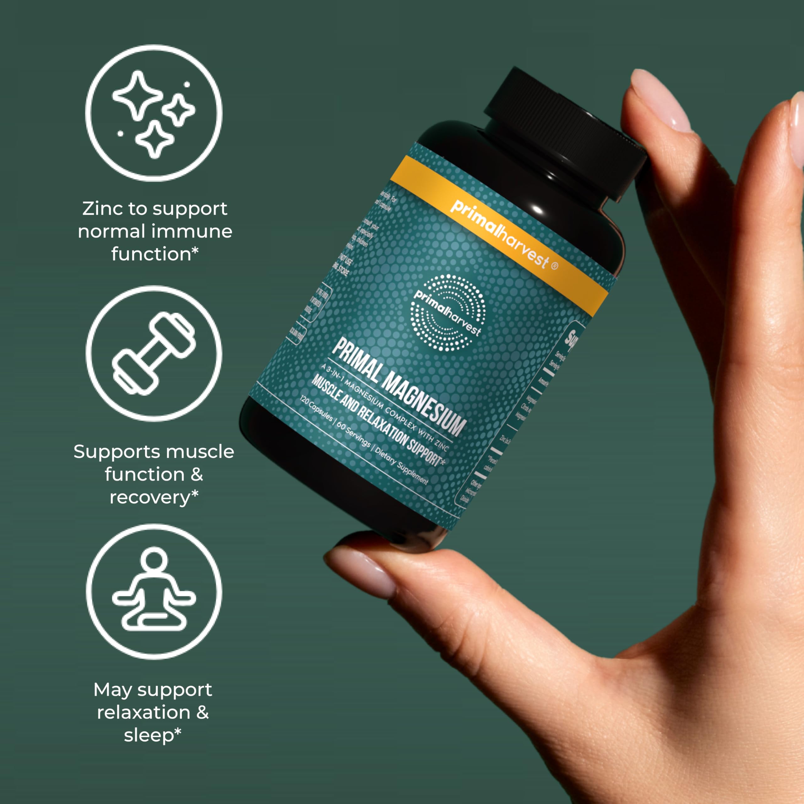 Primal Harvest Magnesium - Daily Vegan Supplement, Gluten, Dairy & Soy Free