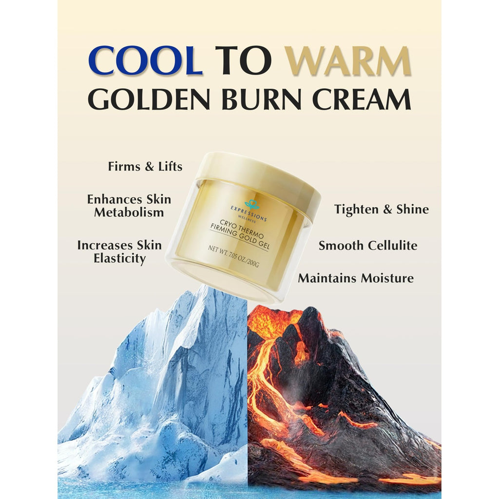 Skin Tightening Cellulite Cream for Body with Cryogold | Firm Saggy Body Skin Max Sweat Hot Massage Gel Tightens Belly, Thighs, Bum & Arms Lifts Tones Sculpts Body 7.05oz Large Size