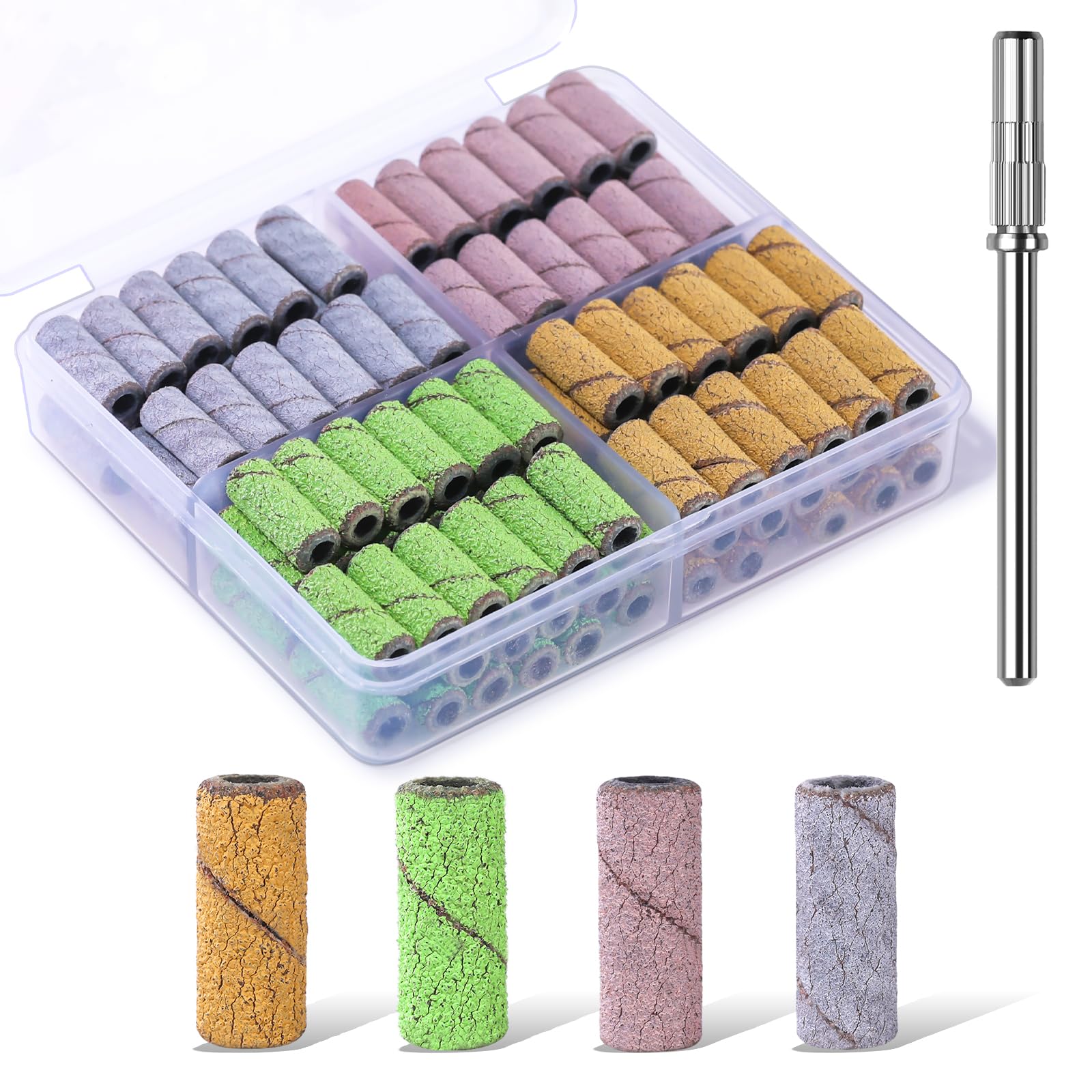 Makartt Sanding Bands for Nail Drill:50 Pcs Small Sanding (White, #180) | Nail Sanding Files with 2026 Upgrade Design 3.1mm Mandrel Bits,180 Medium Grits