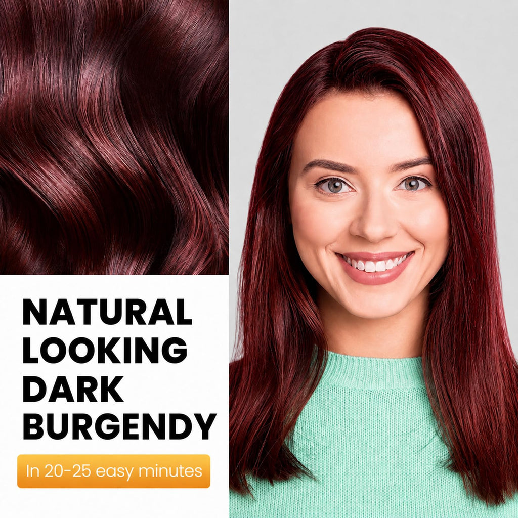 KAISASA Dark Burgundy Hair Dye Shampoo 3 in 1 for Gray Hair, Women & Men | Easy-to-Use Hair Color Shampoo for Full Gray Coverage and Daily Hair Care